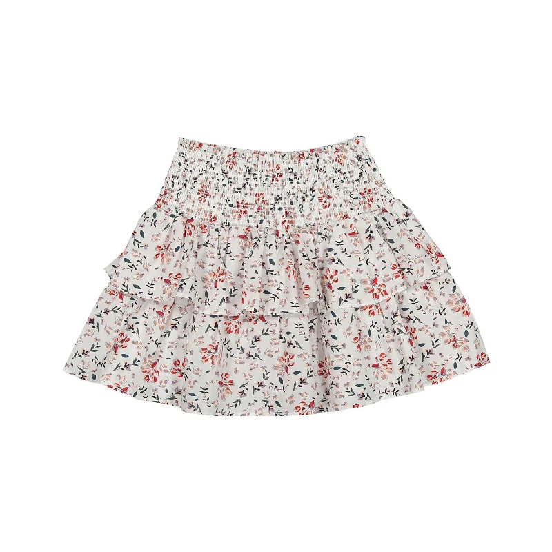 Designers Remix White Flower Print Sandrine Smock Skirt cotton skirt soft