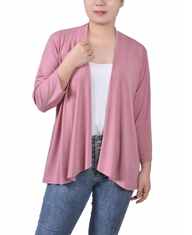 Women's Solid 3/4 Sleeve Cardigan Faux Fur Fabric Real Fur Fabric Shearling Fabric