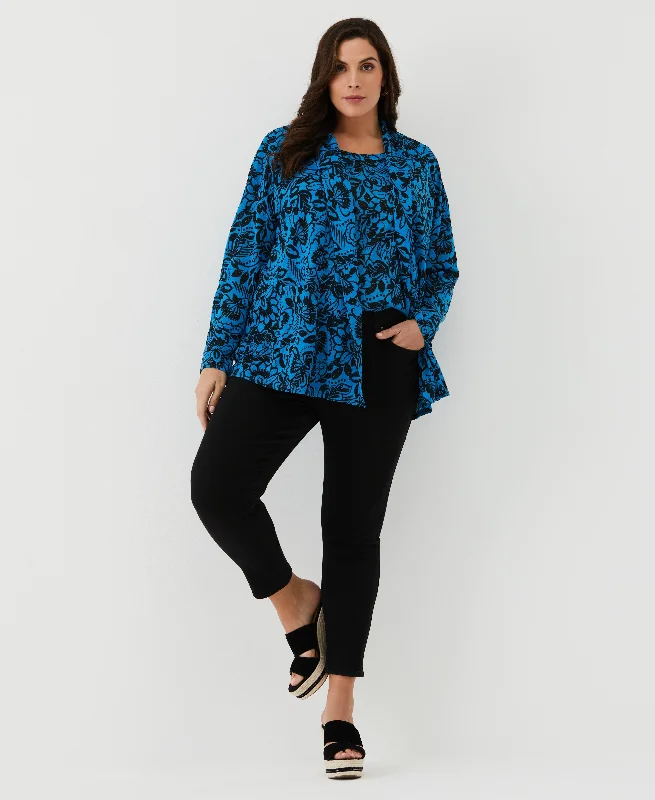 Plus Size Eco Floral Print Cardigan Set Fitted Loose Oversized