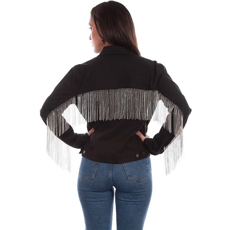 Rhinestone Fringe Jacket Zippered Jacket Buttoned Jacket Snapped Jacket