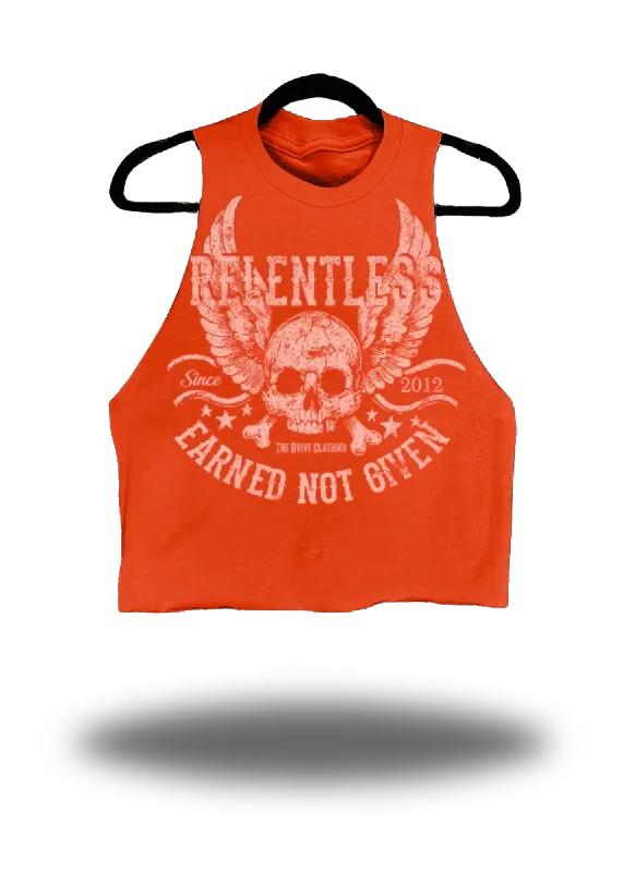 RELENTLESS CROP TANK TOP*ORANGE* loose fit tank