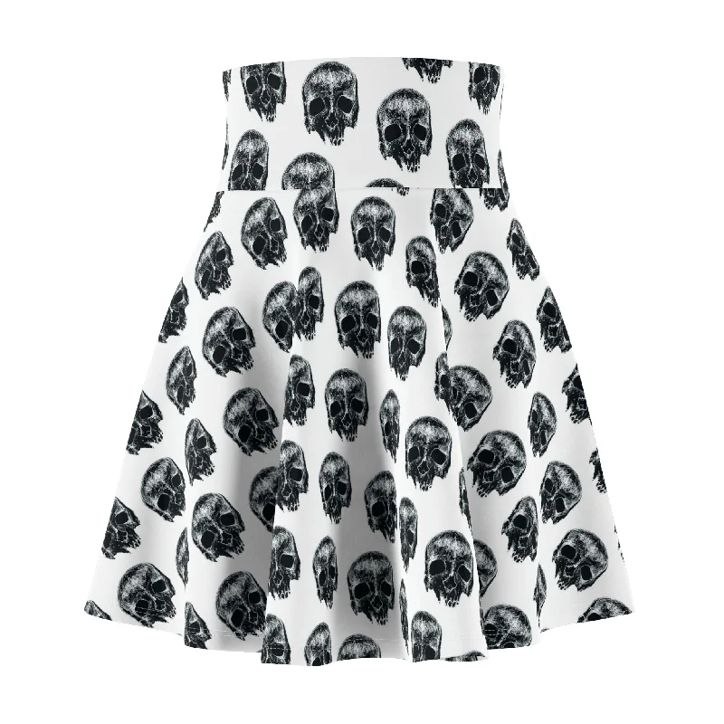 Sketchy Flowy Skull Skirt patchwork skirt art