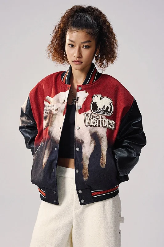 Pearl Ram Embroidered Varsity Jacket Nylon Fabric Polyester Fabric Spandex Fabric