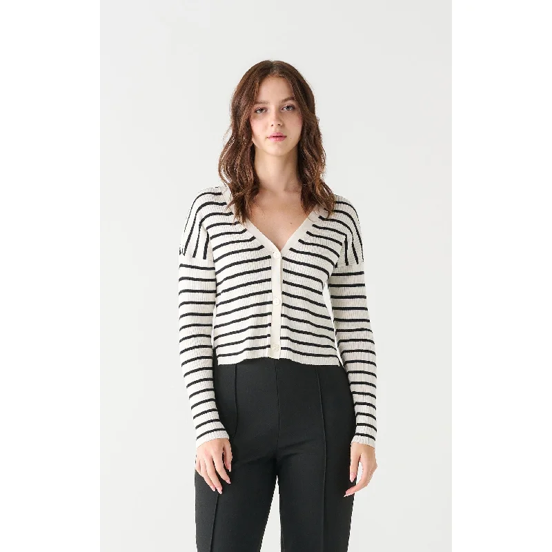 Dex Black Tape Ribbed Striped Cardigan Beaded Cardigan Sequined Faux Fur