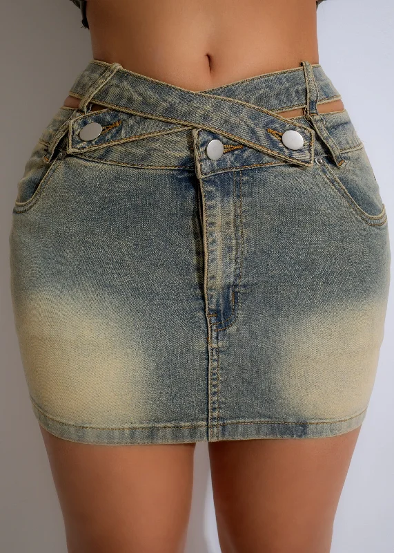 Baby Girl Cut Out Mini Skirt Denim denim skirt stylish