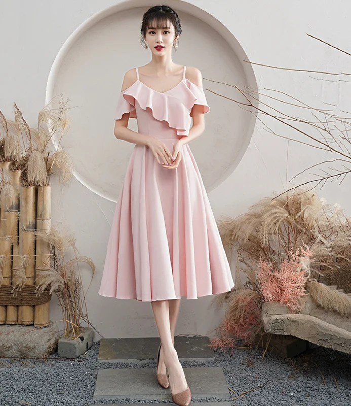 Pink A line short prom dress pink party dress Tunics Luxurious high-end