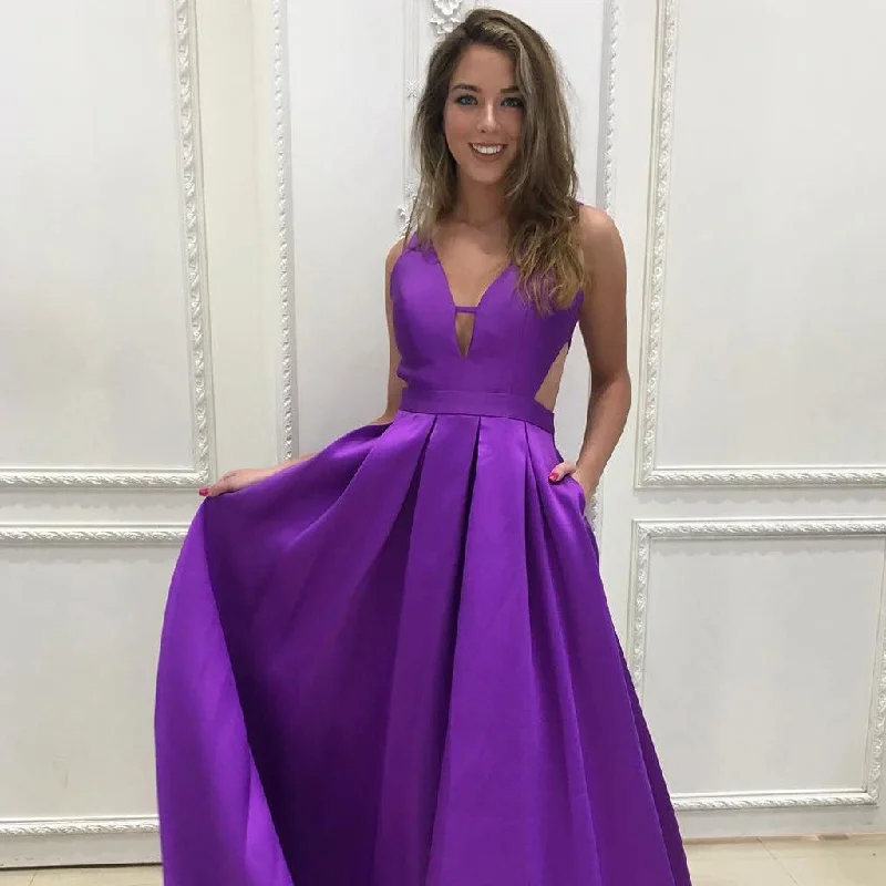 Satin A-Line Party Dresses, Sleeveless Evening Dresses, Backless Prom Dress, LB0551 Tunics Essential wardrobe