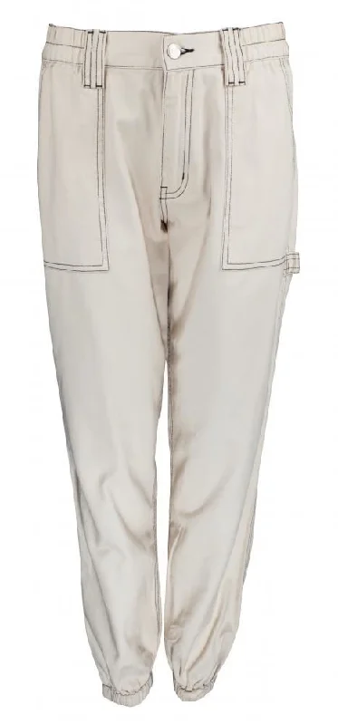 Santa Cruz Womens Pant Trip Cargo Worker Pant - Ecru Stretch Fit Pants
