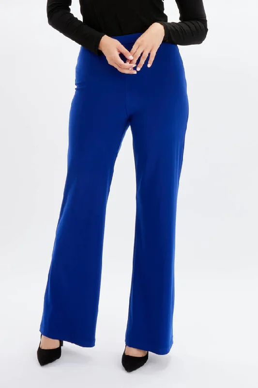 Imperial Blue Contour Band Flared Pants Stylish Elastic Waist Pants