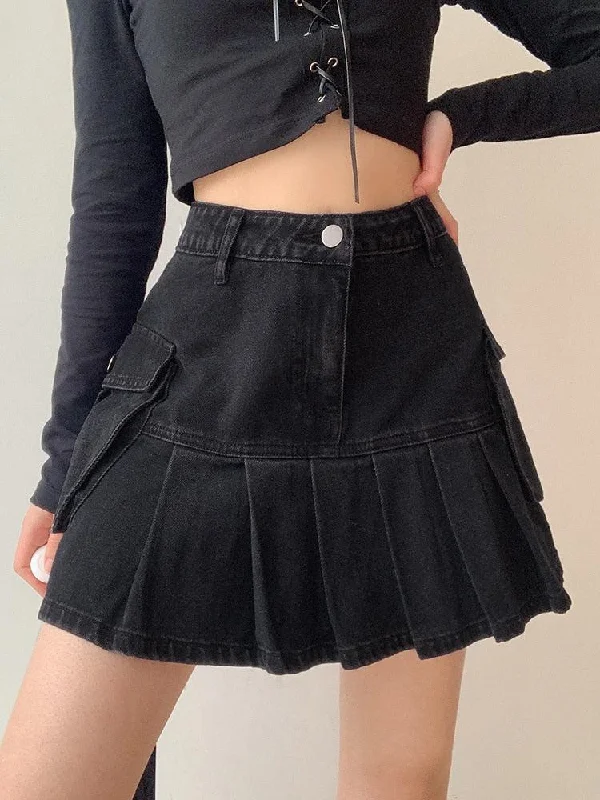 Grunge Cargo Denim Mini Skirt lace skirt intricate
