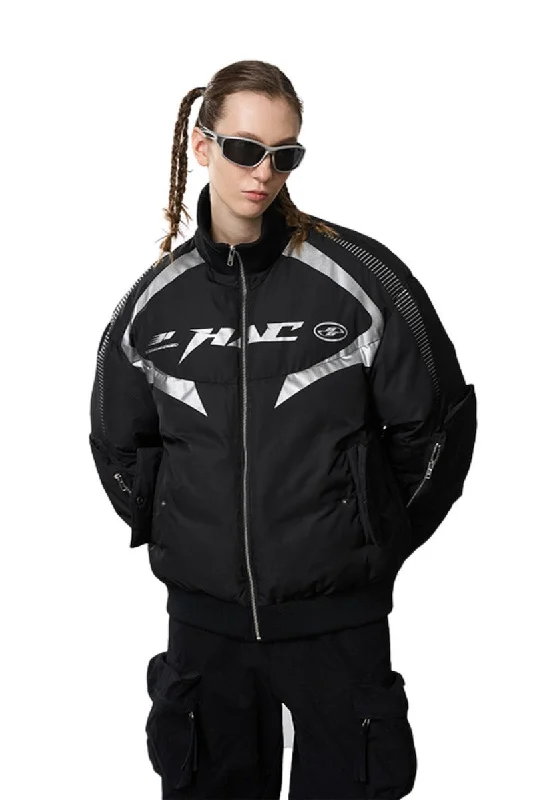 Multi Pocket Silver Logo Motor Down Jacket Hooded Jacket Caped Jacket Shawl Collar Jacket Multi Pocket Silver Logo Motor Down Jacket Hooded Jacket Caped Jacket Shawl Collar Jacket