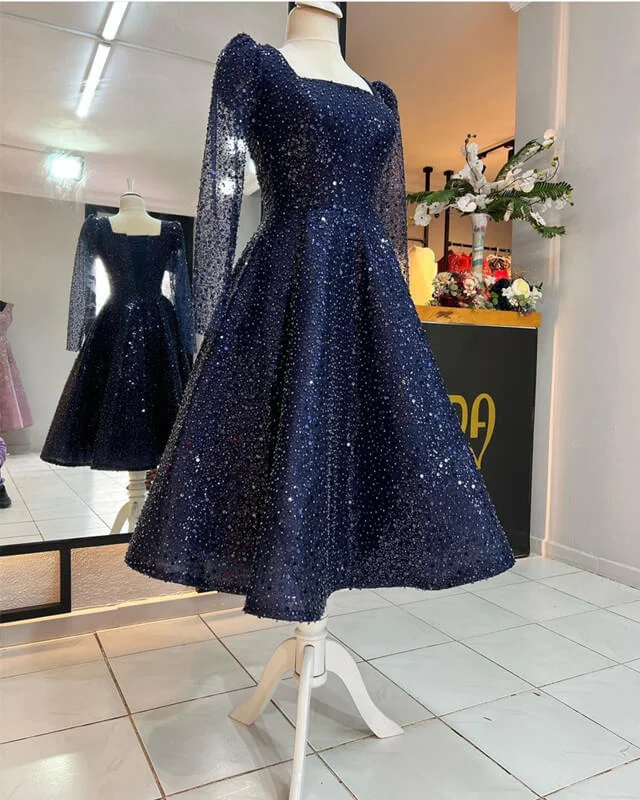 Long Sleeves Pearl Beaded Party Dress Tunics Print Colorful