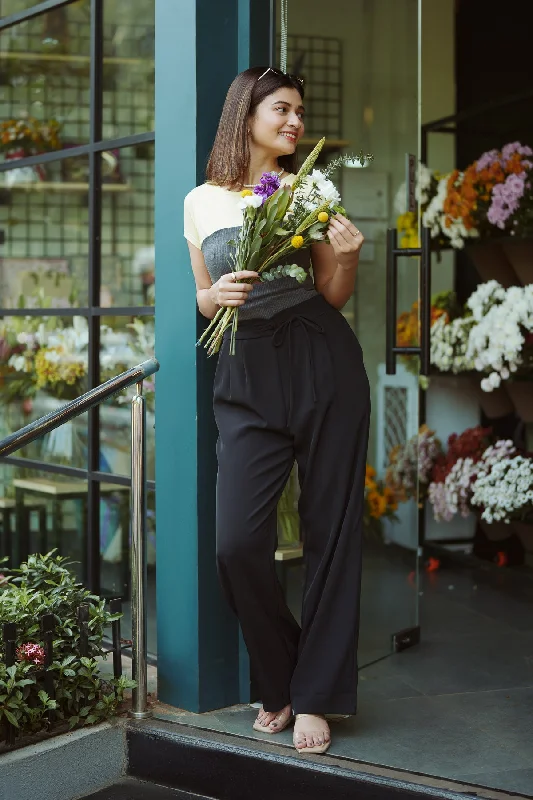 Nordic Black Knotted Korean Pants Formal Linen Trousers