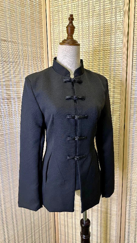 Mandarin Blazer | little Black timeless Jacket Front Pockets Side Pockets Patch Pockets Mandarin Blazer | little Black timeless Jacket Front Pockets Side Pockets Patch Pockets