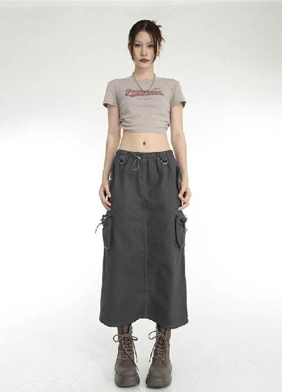 Low Rise Parachute Maxi Skirt leather skirt bold