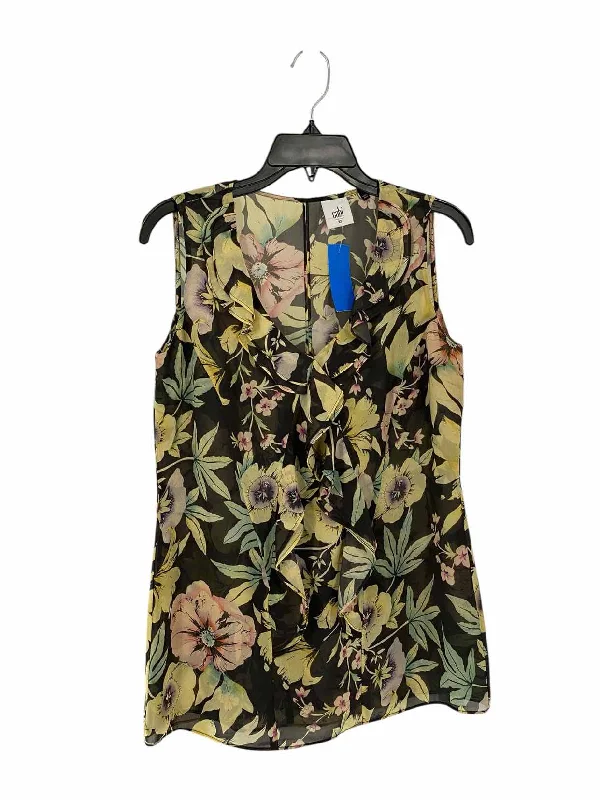 Cabi Size XS Gray Yellow Floral Tank Top cutout tank top