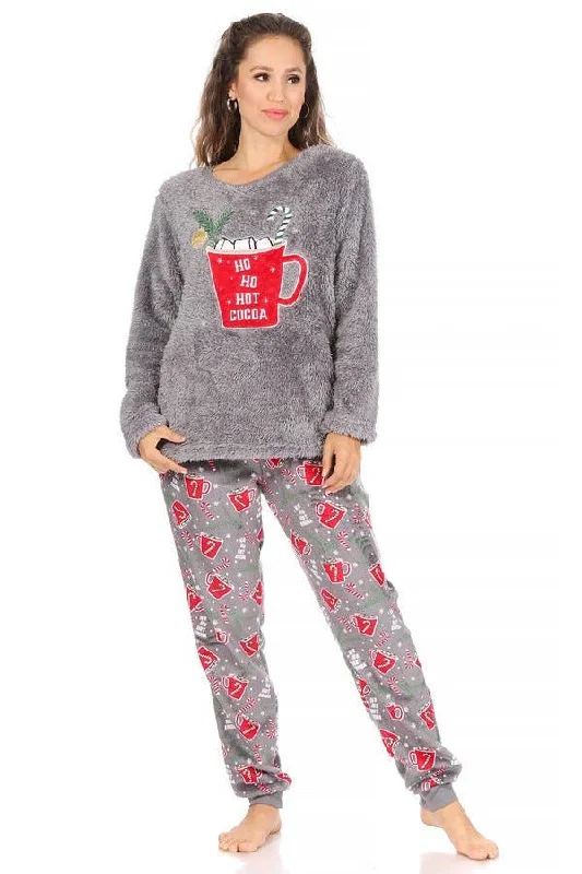 Cocoa Christmas Fuzzy long sleeve top with loose fit pants Classic Stretch Pants