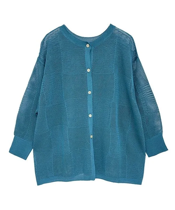 Openwork knit 2-way cardigan 25S026 Denim Fabric Leather Fabric Suede Fabric