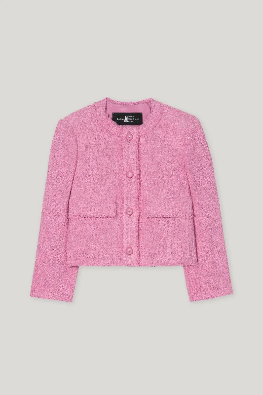 LUISA CERANO Pink Jacket Ribbed Jacket Pleated Jacket Ruffled Jacket