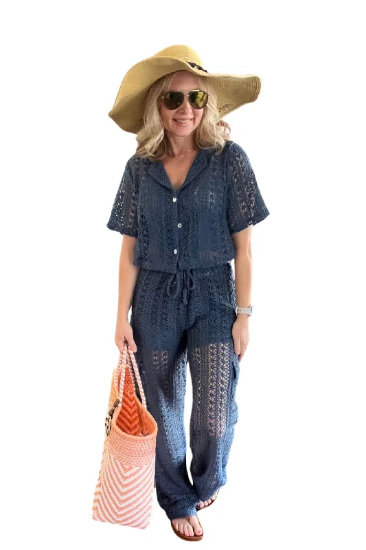 Crochet Cargo Pants Cozy Full-Length Pants