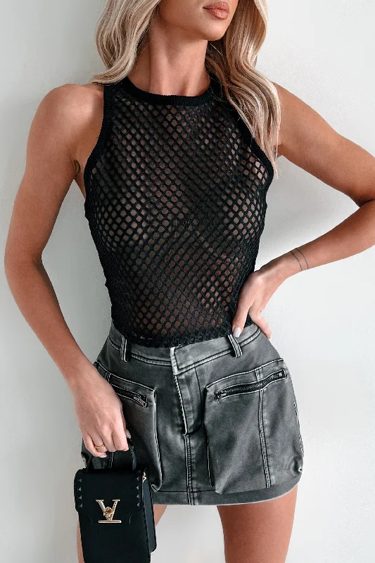 Boho Dreaming Lattice Mesh Crop Tank (Black) ivory tank top