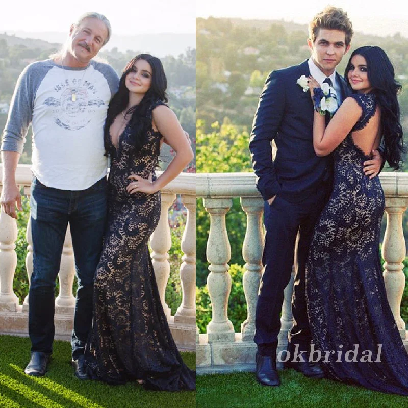Sleeveless Prom Dress, Lace Prom Dress, Sexy Prom Dress, Open-Back Prom Dress, Deep V-Neck Prom Dress, Mermaid Party Dresses, LB0882 Tunics Fall fleece