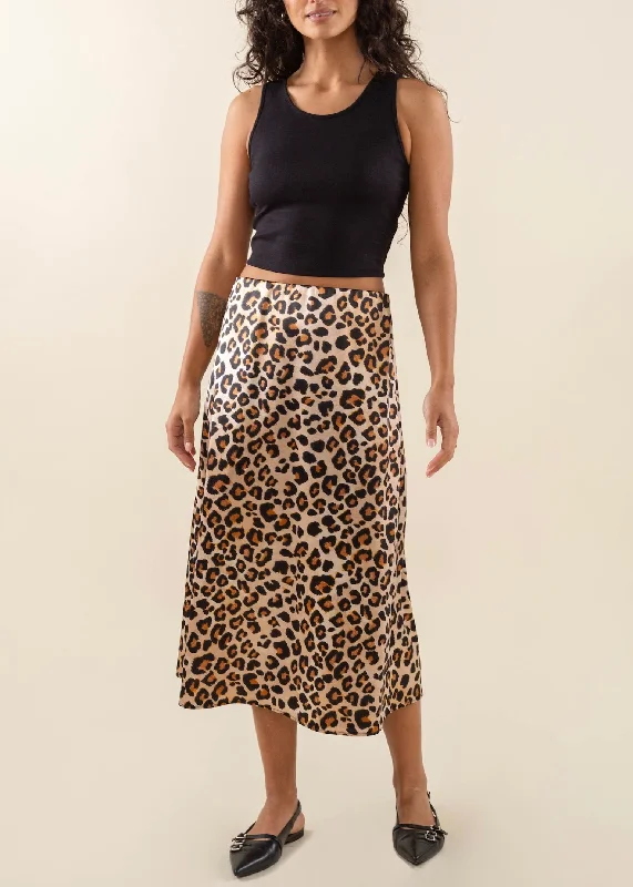 Anna Satin Midi Skirt leather skirt sleek
