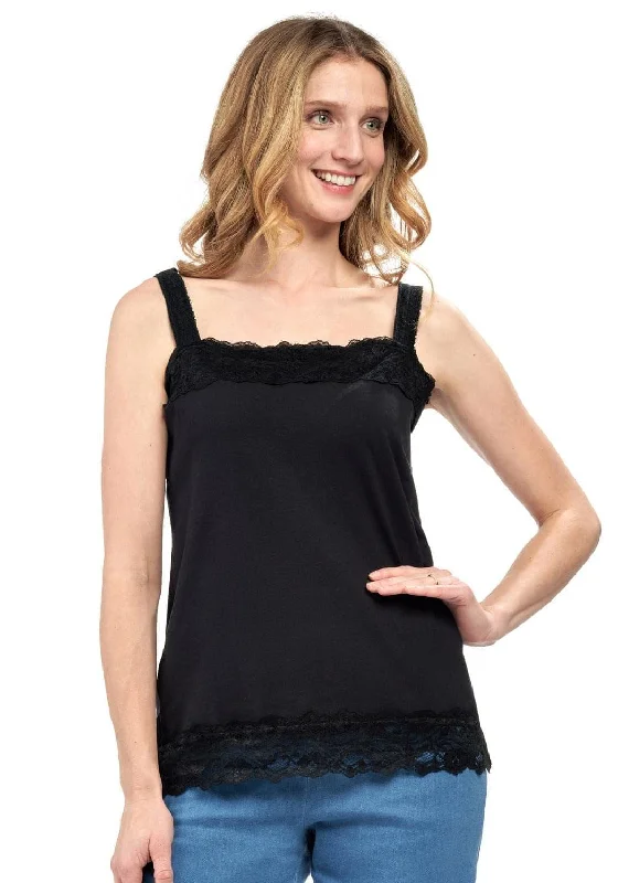 Women's Lacey Trim Cotton Blend Tank Top sage tank top