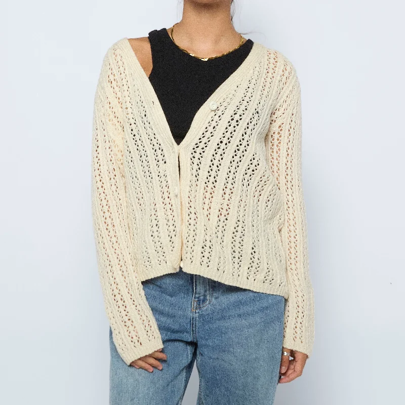 Crochet Ladder Cardigan - M Tailored Straight A-Line