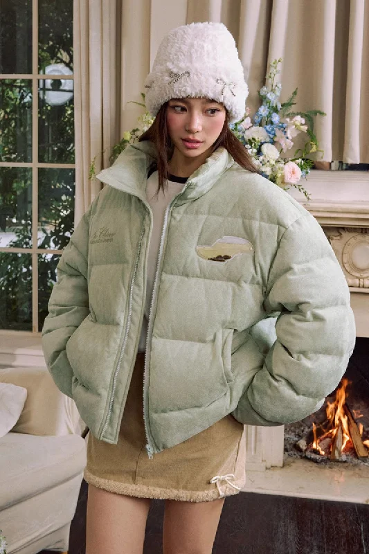 Suede Floral Embroidered Puffer Jacket Corduroy Jacket Velvet Jacket Brocade Jacket
