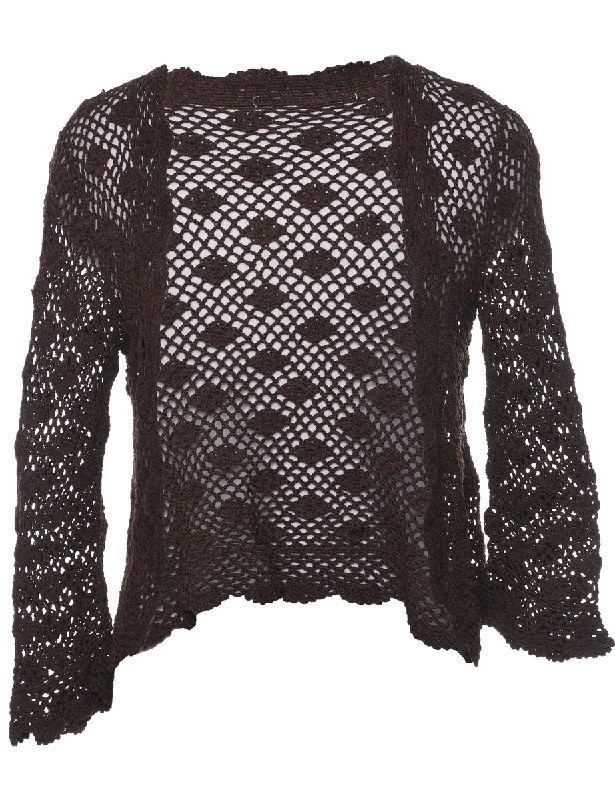Y2K Floral Crochet Knit Cardigan - S Hooded Cardigan Collared Cardigan Shawl Collar