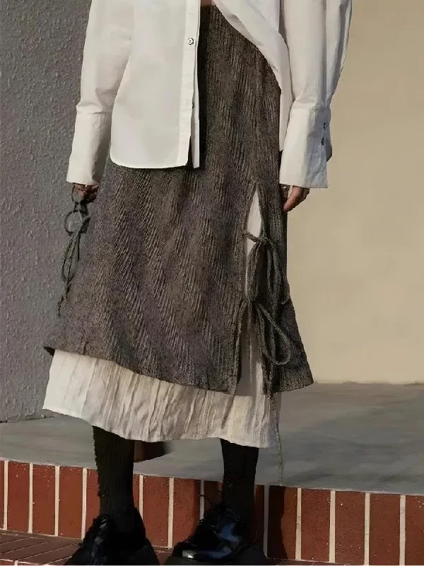 Fairy Grunge Lace Up Midi Skirt lightweight skirt design