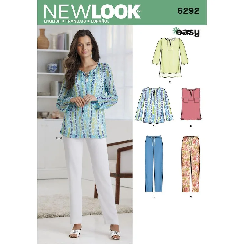 Newlook Pattern 6292 Misses' Tunic or Top and Pull-on Pants Modern Stretch Trousers