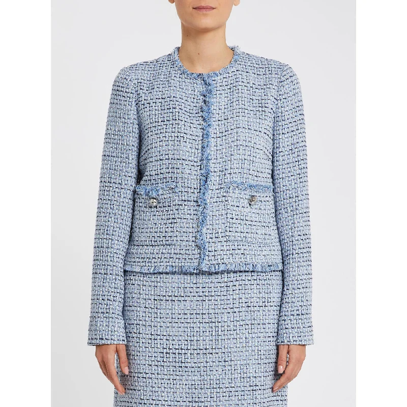 PENNY BLACK Blue Tweed Jacket Knit Jacket Woven Jacket Fleece Jacket