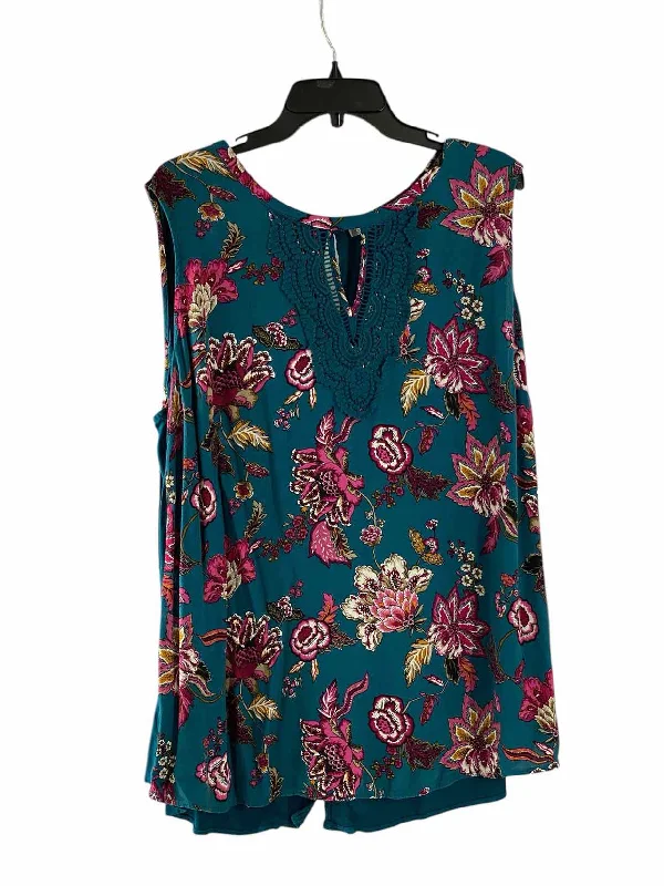 Daniel Rainn Size 2X Blue Pink Floral Tank Top summer tank top