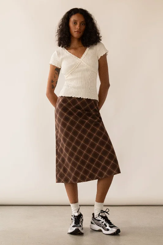 PLAID MIDI SKIRT vintage skirt charm