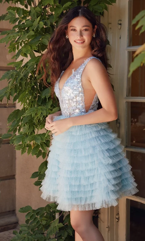 Nox Anabel Short Party Dress r883 Square Neckline Feminine