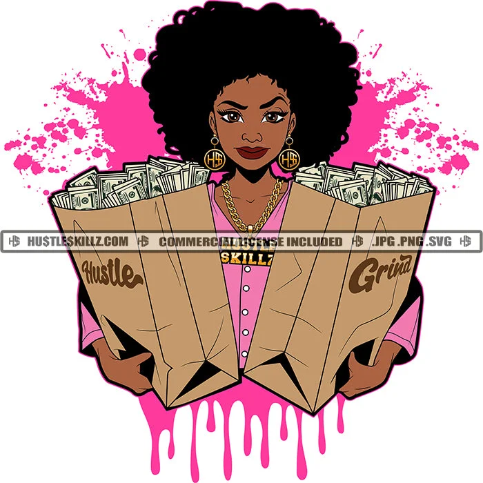 Black Woman Afro Two Grocery Bags Brown Bags Money Cash Dollar Bills Dripping Pink Jacket Skillz JPG PNG Clipart Cricut Silhouette Cut Cutting Fleece Fabric Down Fabric Feather Fabric Black Woman Afro Two Grocery Bags Brown Bags Money Cash Dollar Bills Dripping Pink Jacket Skillz JPG PNG Clipart Cricut Silhouette Cut Cutting Fleece Fabric Down Fabric Feather Fabric