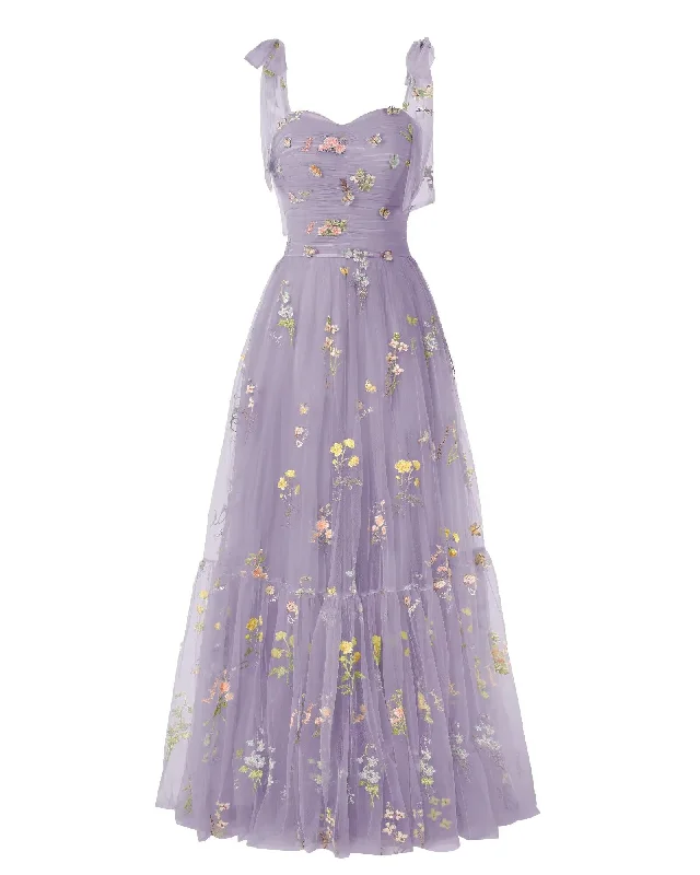Elegant Embroidery Purple Violet Prom Dresses Sweetheart Spaghetti Straps A Line Party Dress Long Simple Formal Dress Tunics Long Elegant