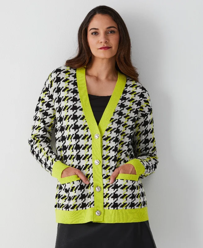 Houndstooth Relaxed Cardigan Striped Floral Plaid