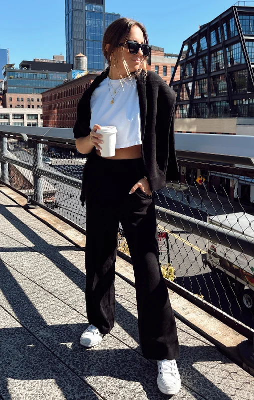 Samson Lounge Pants ~ Black Knit Classic Straight-Leg Pants