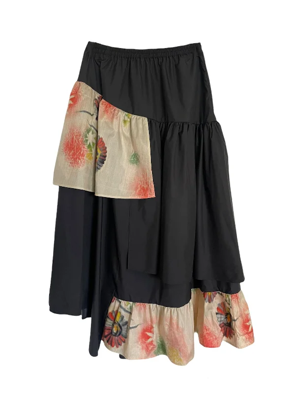 Meisen Layered Skirt Flower linen skirt relaxed