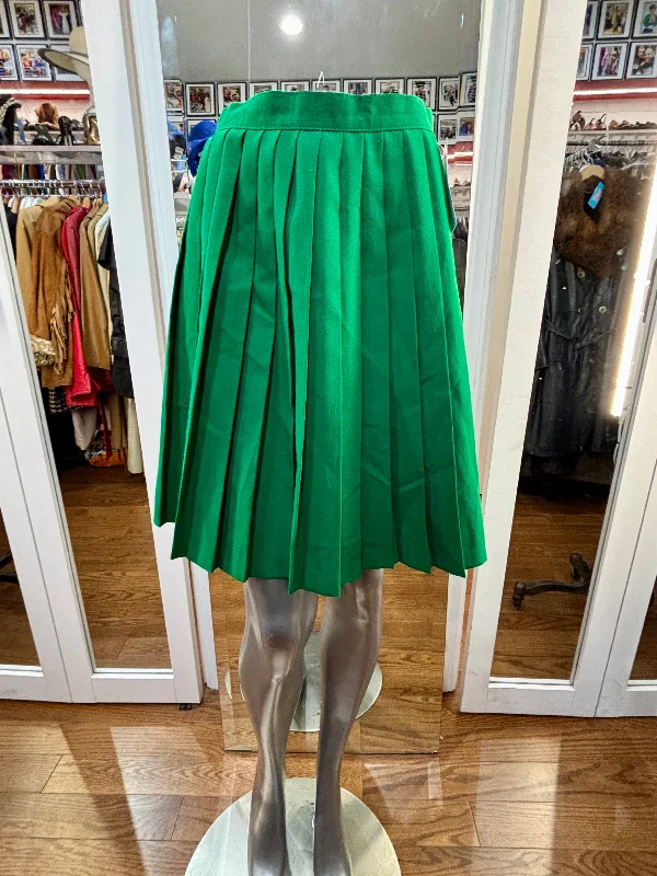 70’s Kelly Green Pleaded Mini Skirt linen skirt light