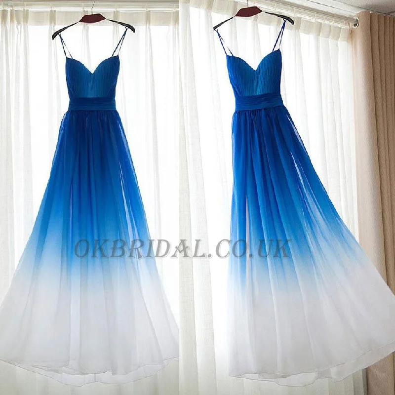 Spaghetti Straps Prom Dress, Gradient Prom Dress, Chiffon Prom Dress, Unique Prom Dress, Floor-Length Party Dresses, KX82 Tunics Corduroy durable
