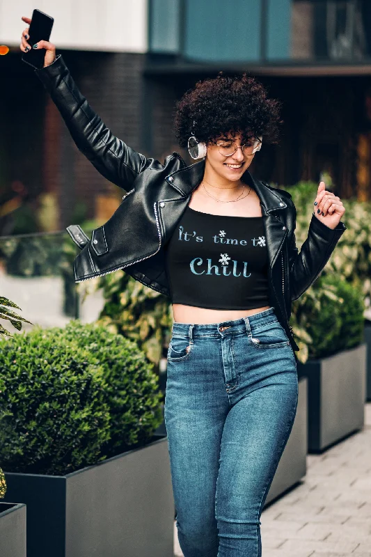 It's Time To Chill Crop Tank For Women coral tank top
