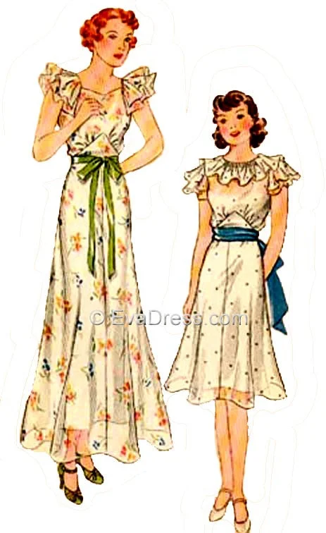 1936 Juniors' or Girl's Graduation or Party Dress E30-1966 Sequined Elegant Party