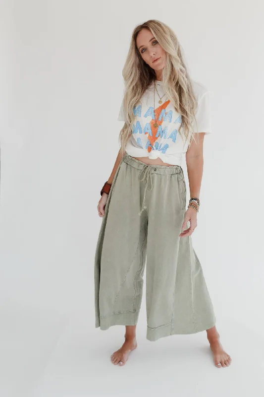 Relaxed Vibes Wide Leg Pants - Olive Soft Stretch Trousers