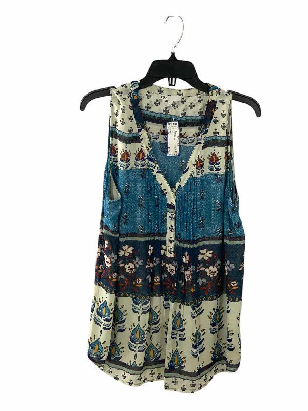 DR2 Size XL White Blue Print Tank Top halter tank top