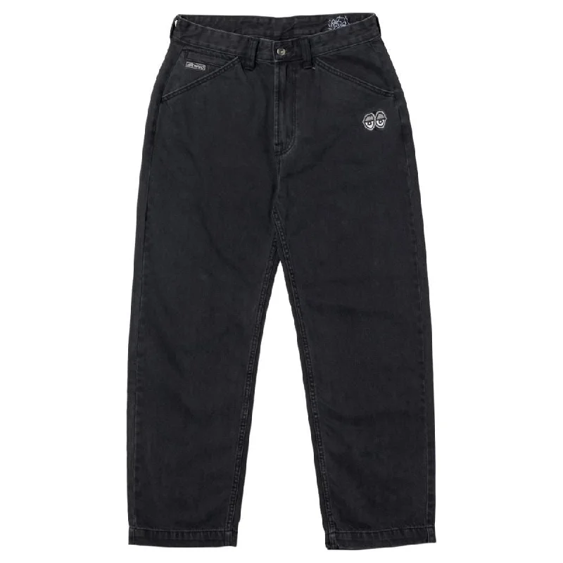 Krooked Pants Eyes Denim Twill Pant - Black Elegant Palazzo Trousers