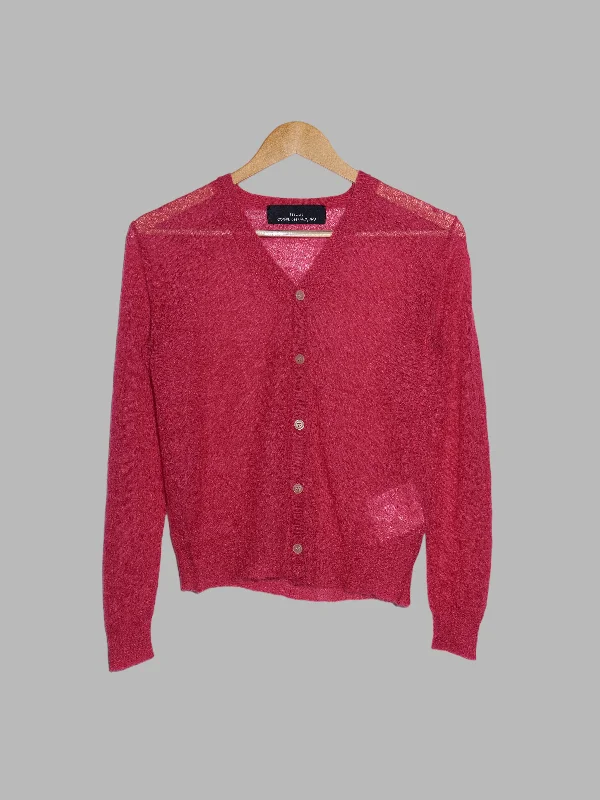 Tricot Comme des Garcons 2007 pink sheer mohair cardigan Boat Neck Shawl Collar Notched Collar Tricot Comme des Garcons 2007 pink sheer mohair cardigan Boat Neck Shawl Collar Notched Collar